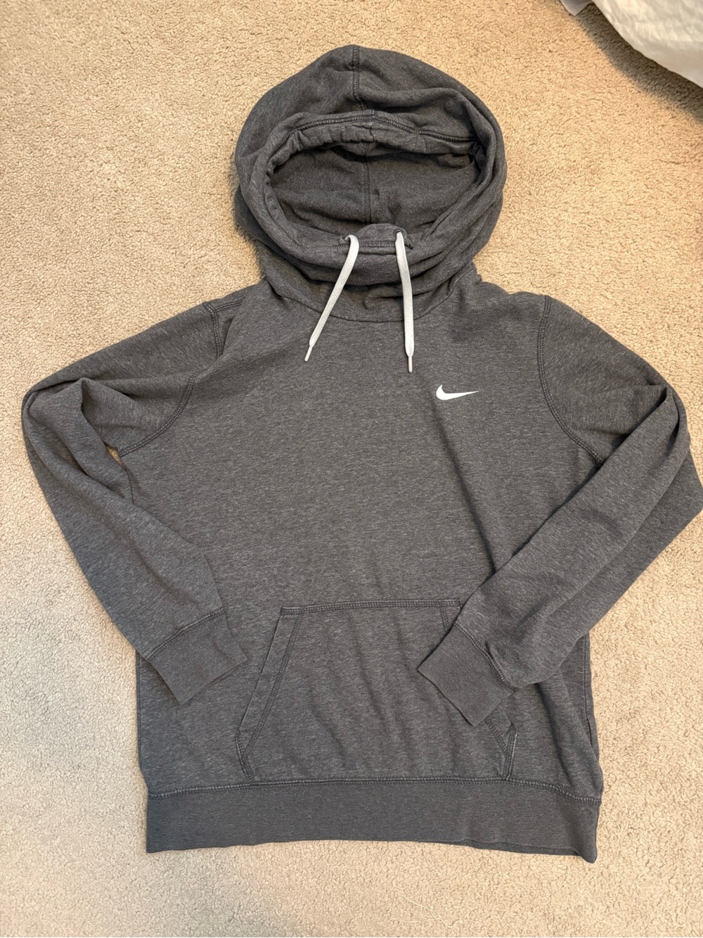 Nike Charcoal Gray Pullover Hoodie with White Swoosh